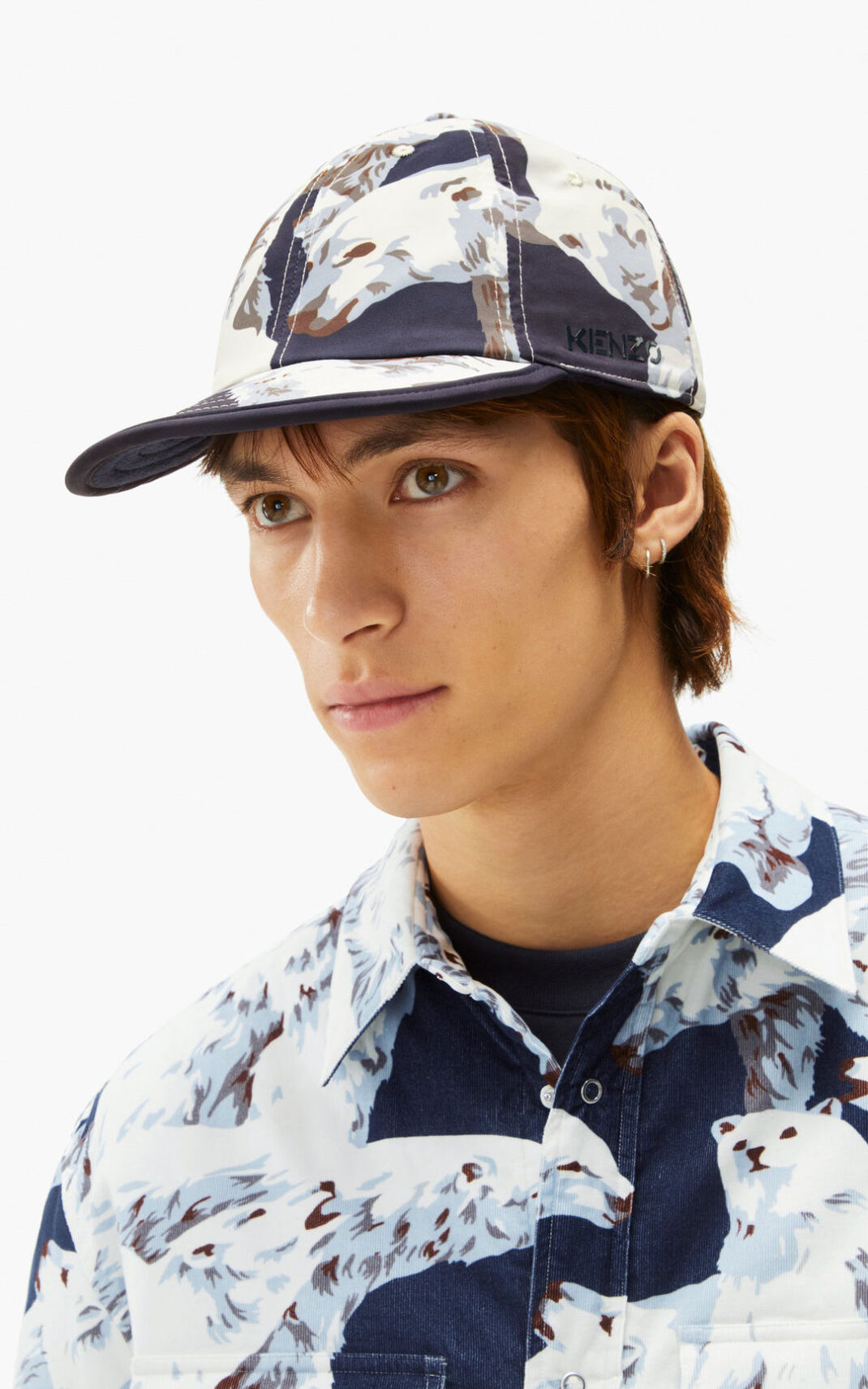 Casquette Kenzo Polar Bear The Hiver Capsule reversible baseball Homme Bleu Noir | OXZJ-59672